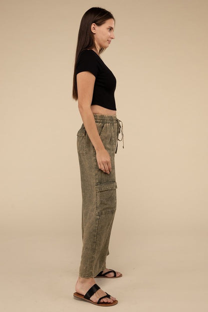 Linen Blend Cargo Pants