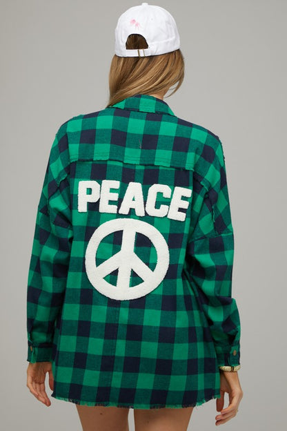 RESTOCKED - Buffalo Plaid Peace Shacket in Red