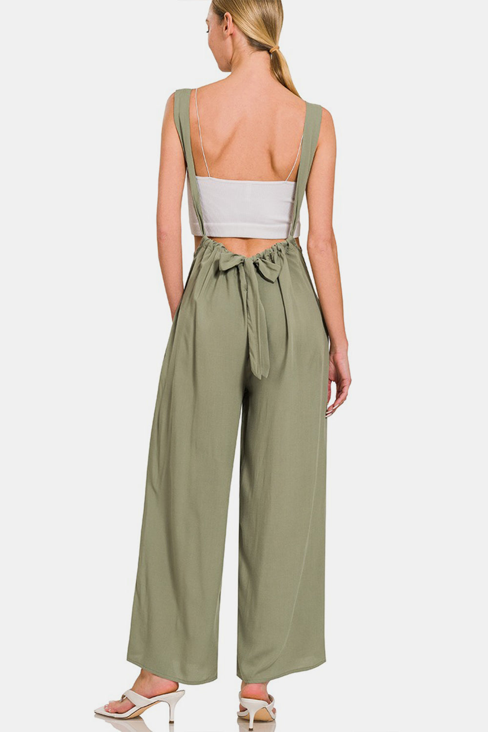 Abbie Thin Strap Overalls in Lt. Olive