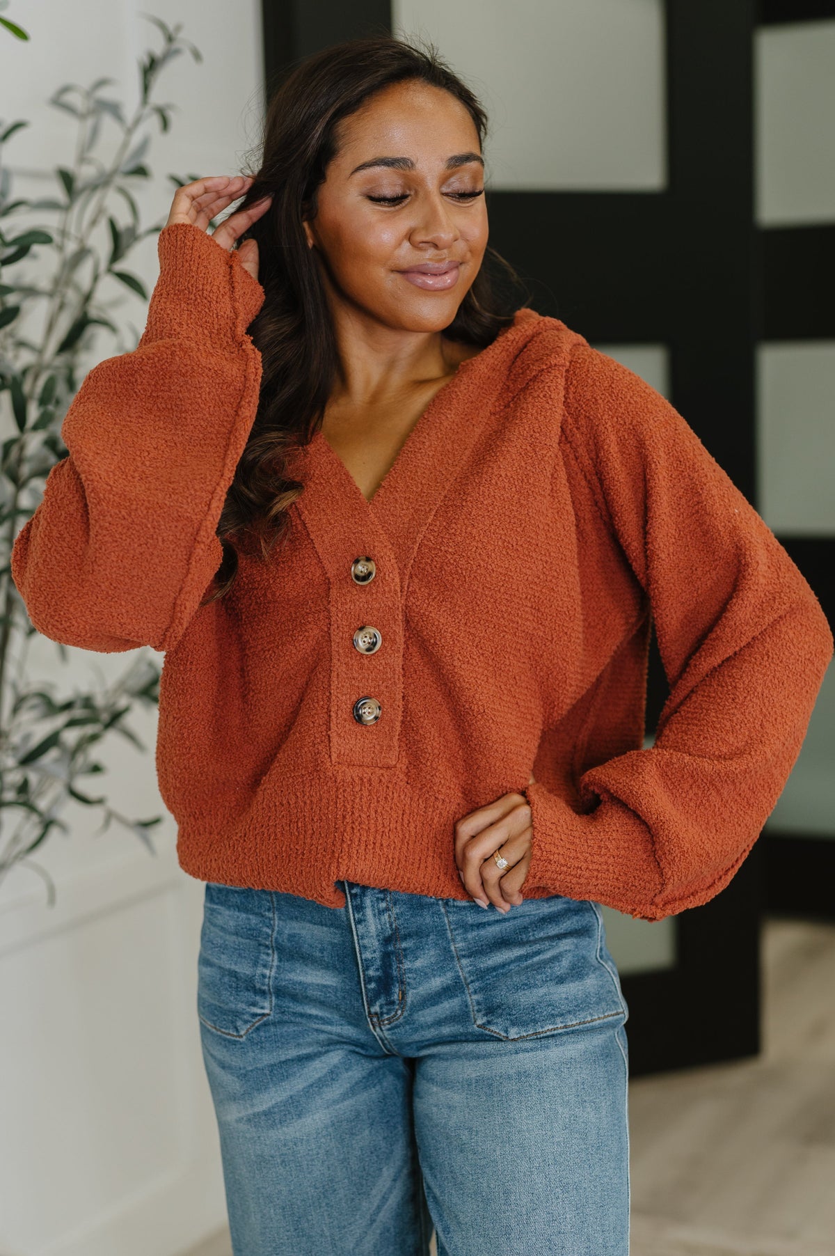 Rust Henley Sweater