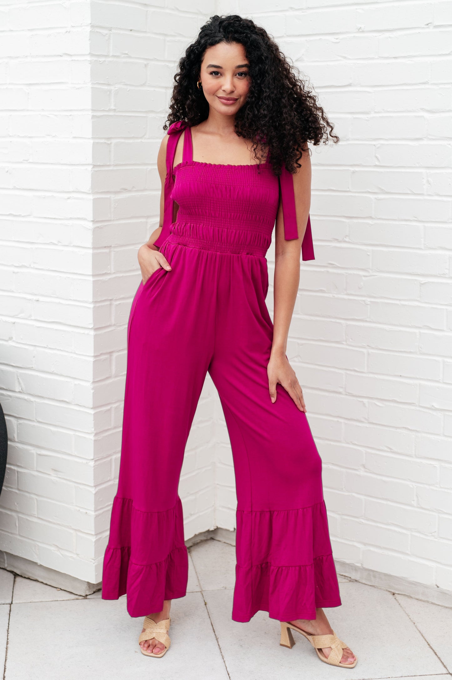 Flared Jumpsuit in Fuchsia