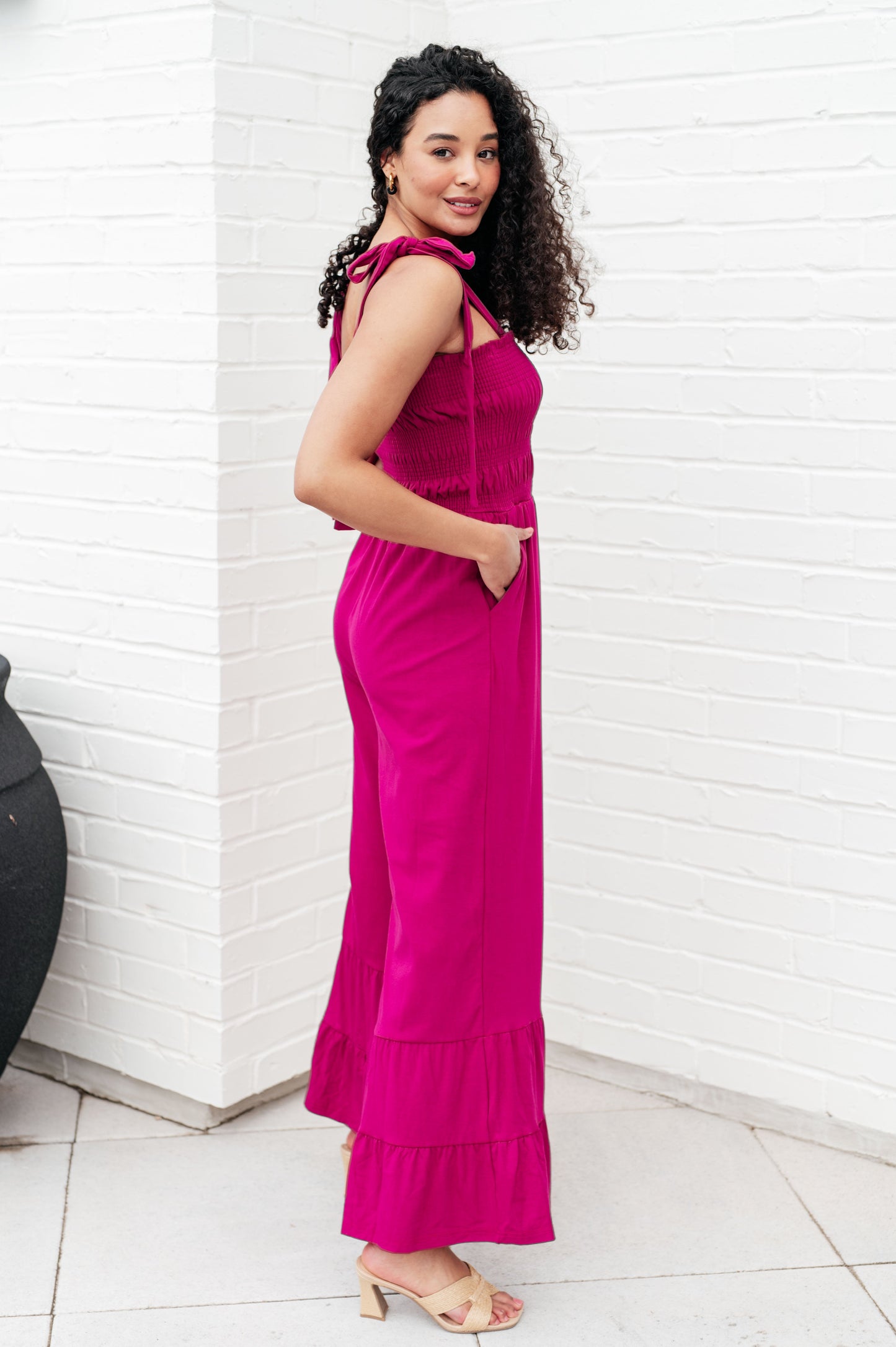 Flared Jumpsuit in Fuchsia