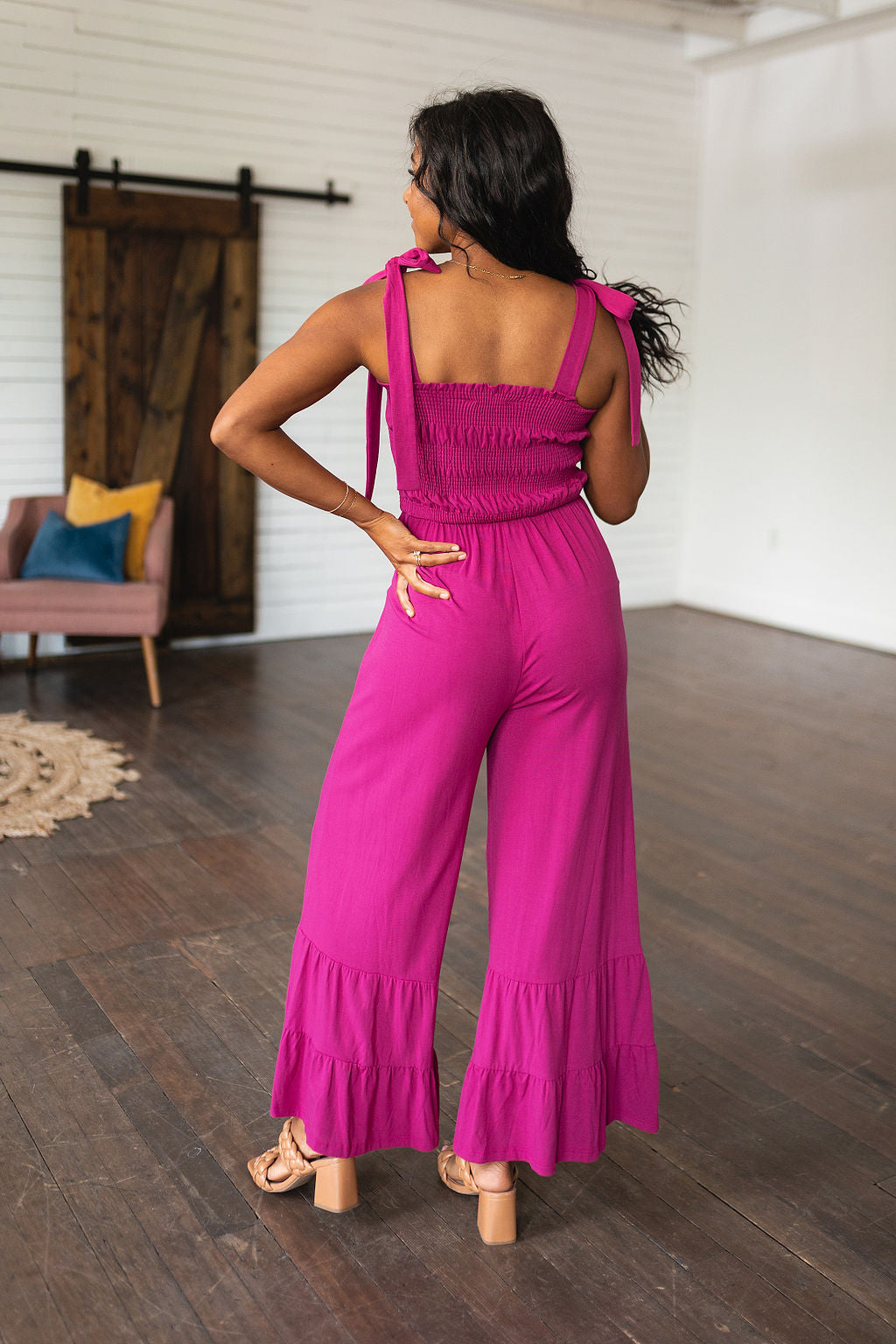 Flared Jumpsuit in Fuchsia