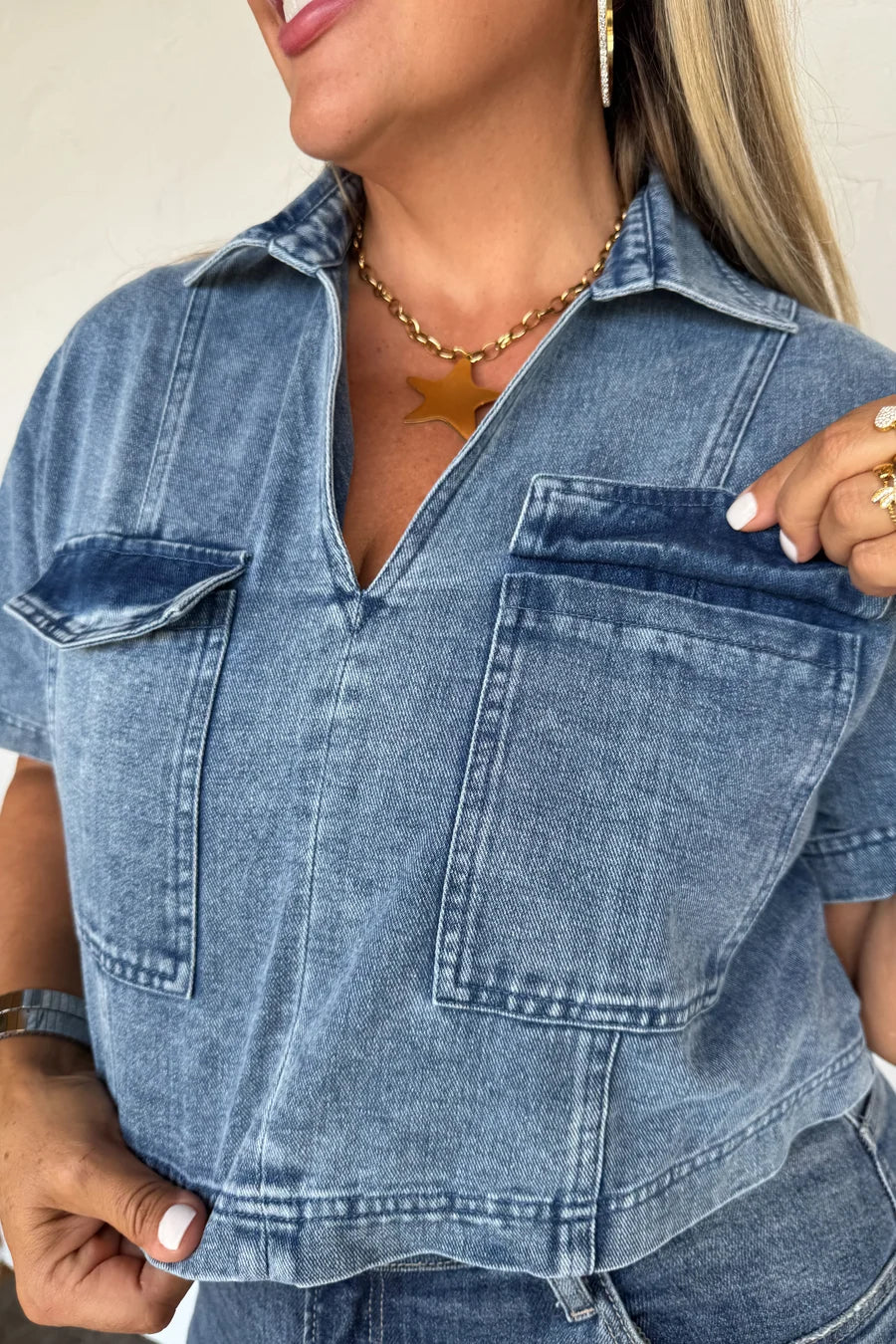 PREORDER: Andi Denim Pocket Top