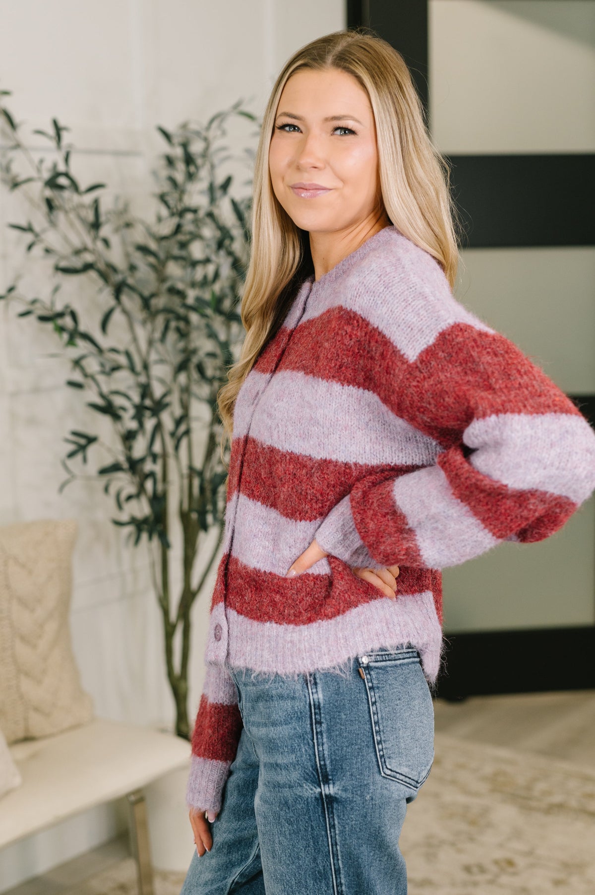 Striped Button Down Sweater