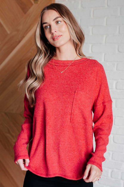 Amber Moon Basics Ribbed Knit Sweater in Dark Red