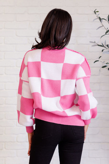 Checkered Pink Pullover Sweater