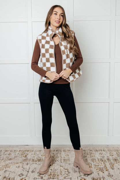 Checkered Fleece Vest