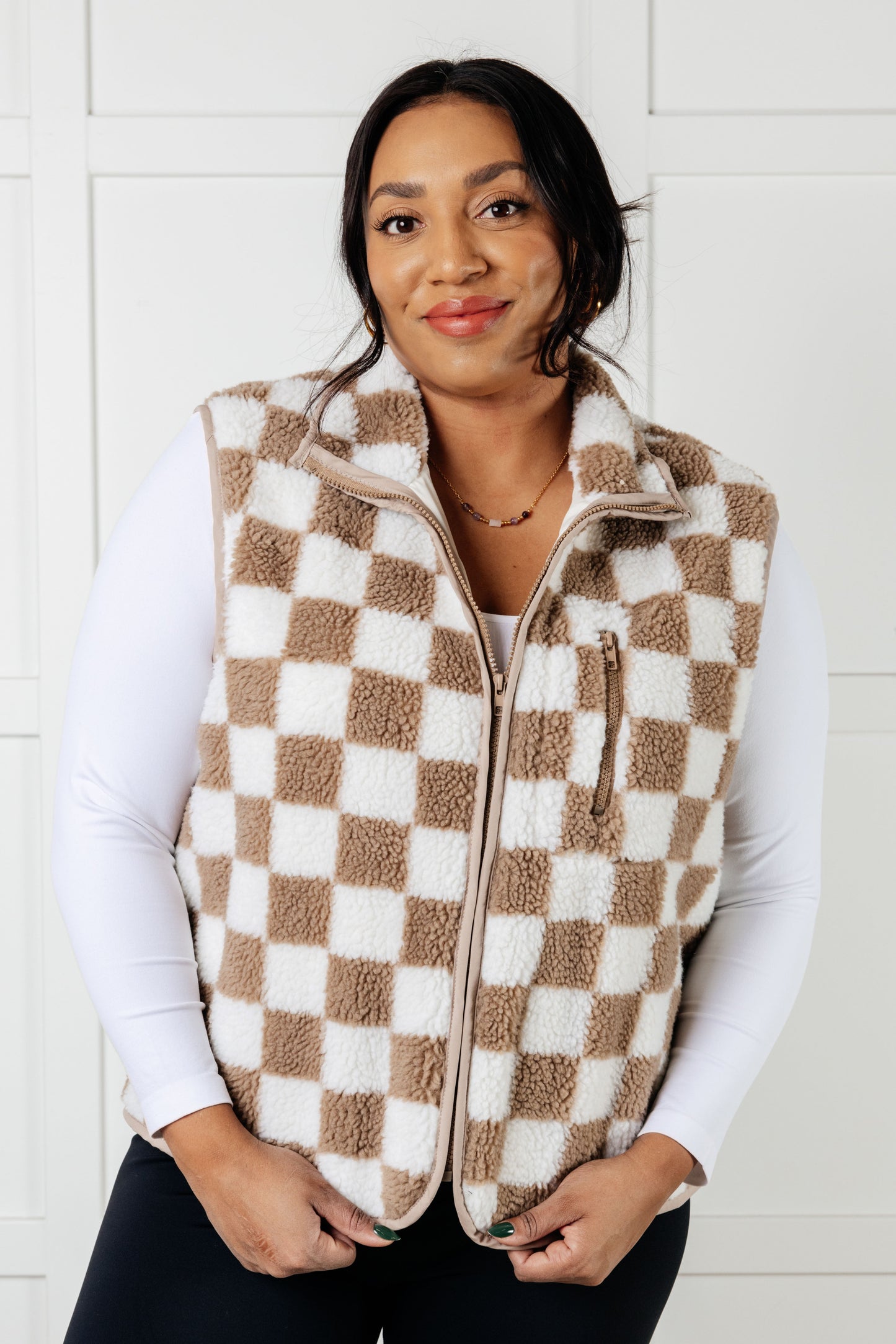 Checkered Fleece Vest