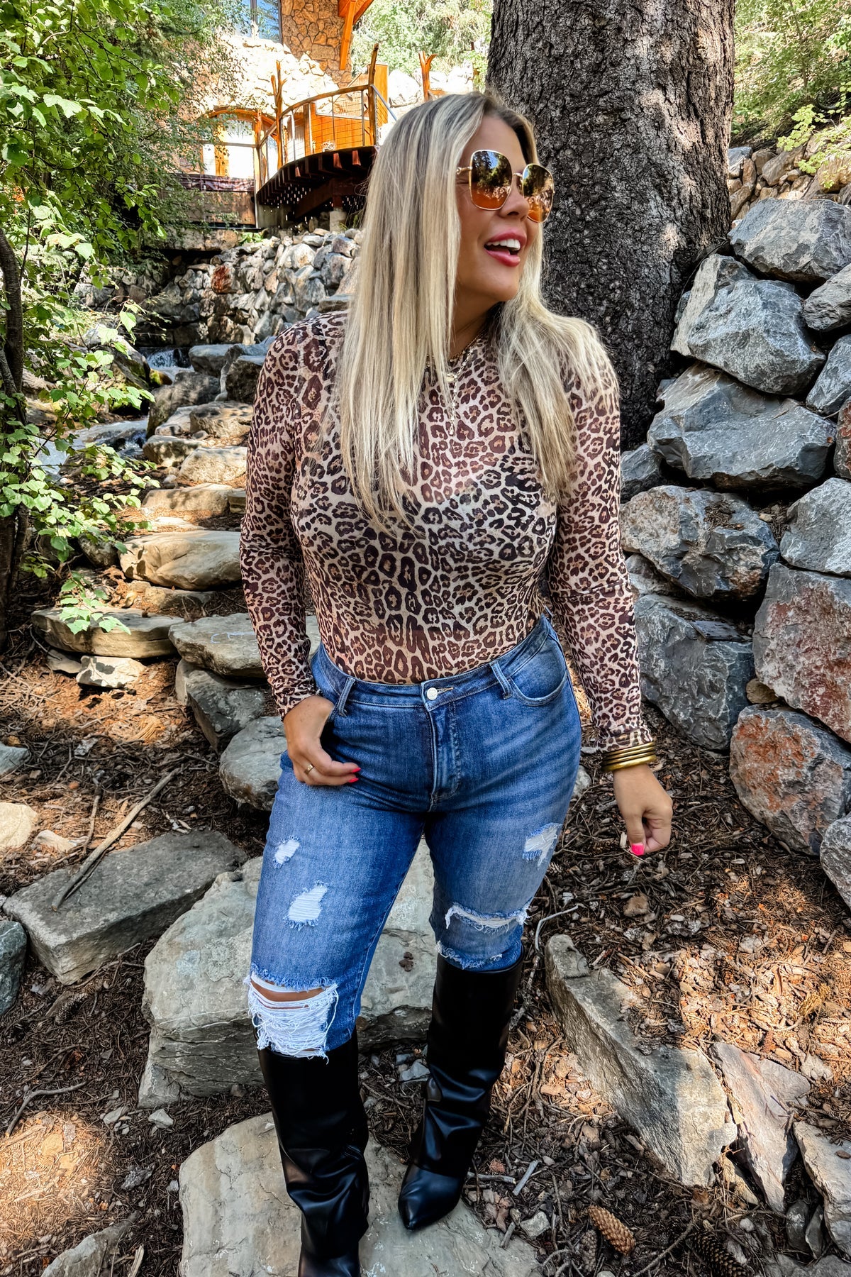 Cheetah Print Mesh Top