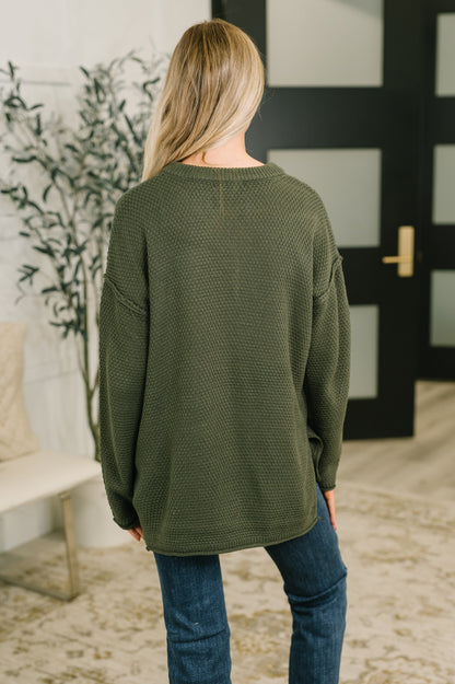 Henley Top in Dark Olive