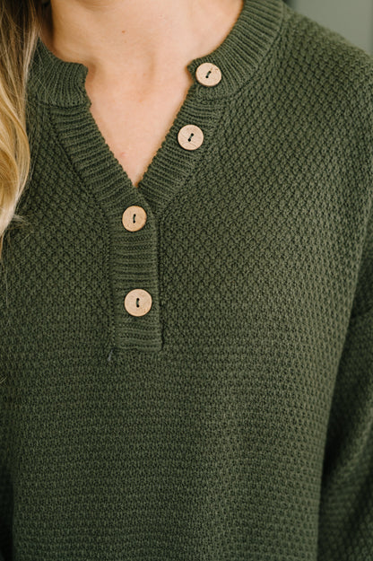 Henley Top in Dark Olive
