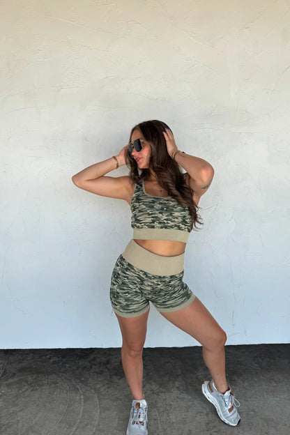 Camo Bra & Biker Short Set