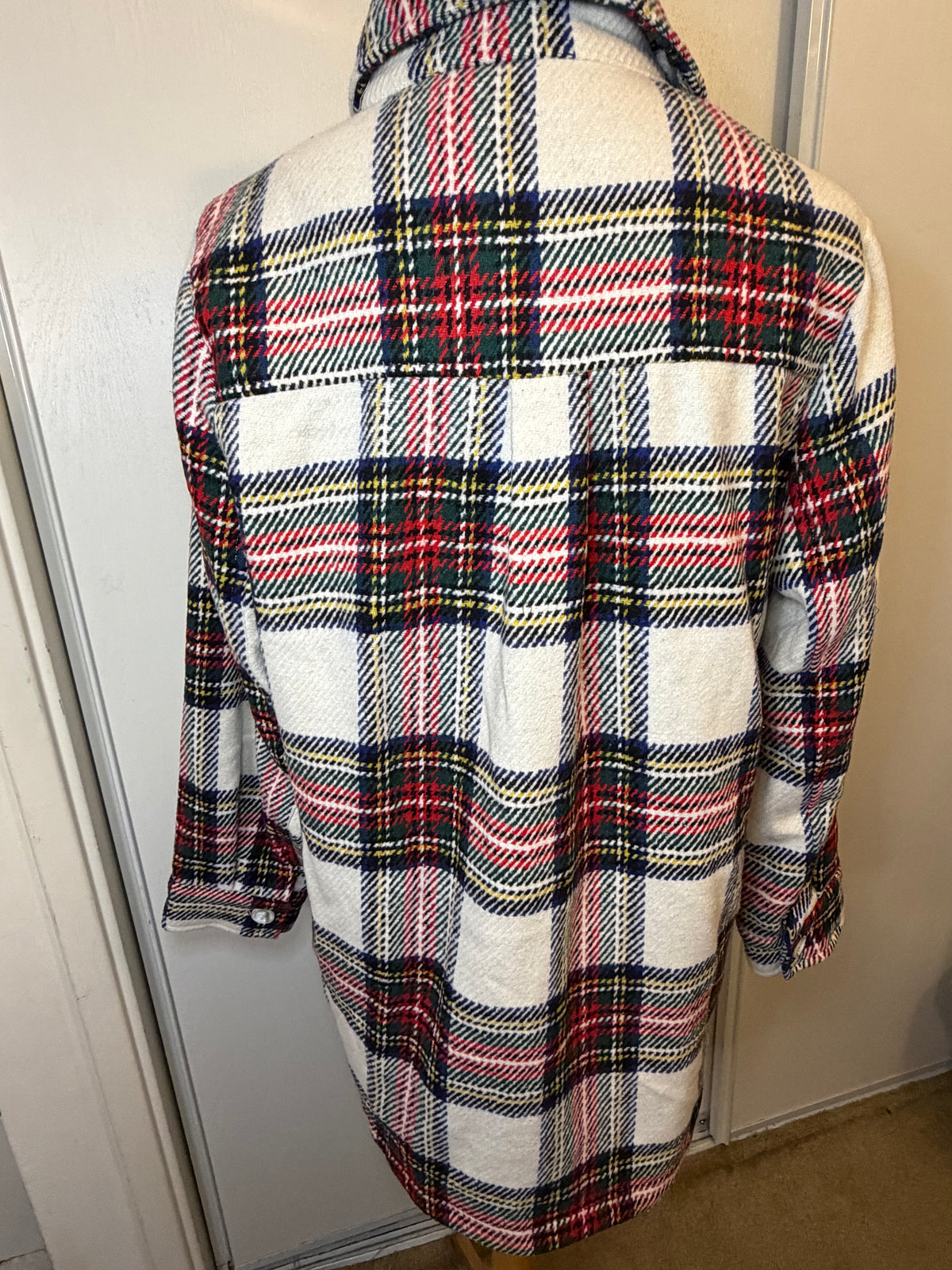 Amber Moon Revival: Oversized Red and White Shacket NWT