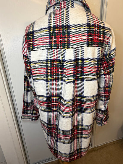 Amber Moon Revival: Oversized Red and White Shacket NWT