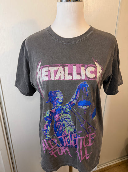 Amber Moon Revival: 100% Cotton Women's Grey/Purple Metallica "...And Justice For All" Tee