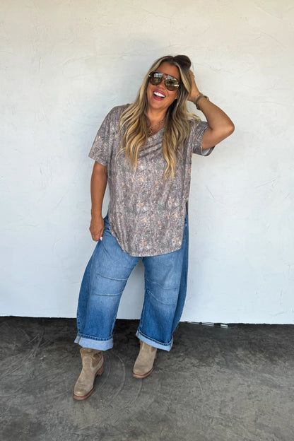 Camo V-Neck Boyfriend Tee