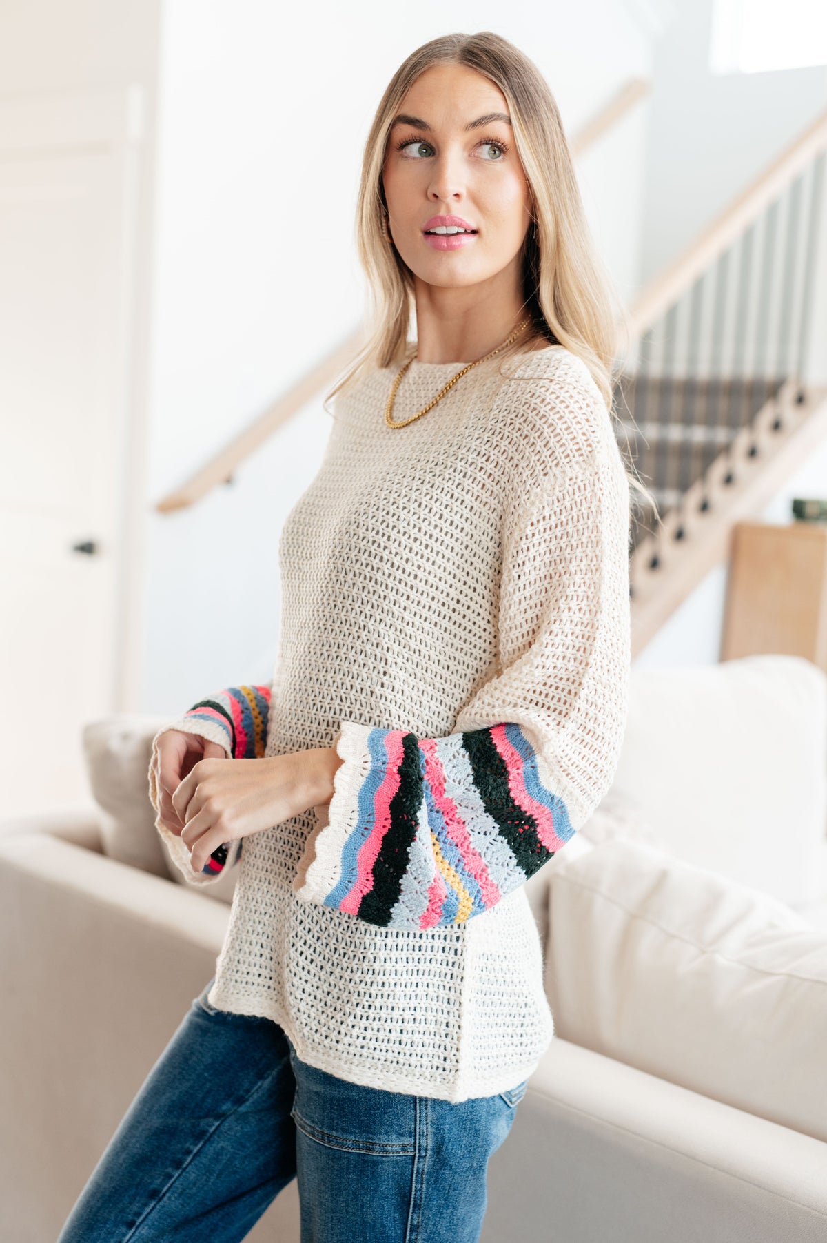 Striped Sleeve Sweater