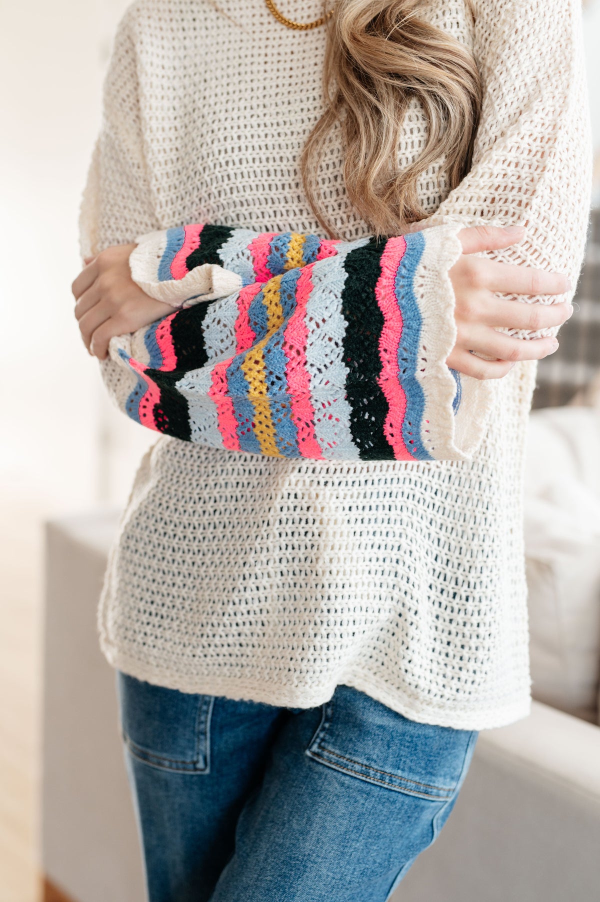 Striped Sleeve Sweater