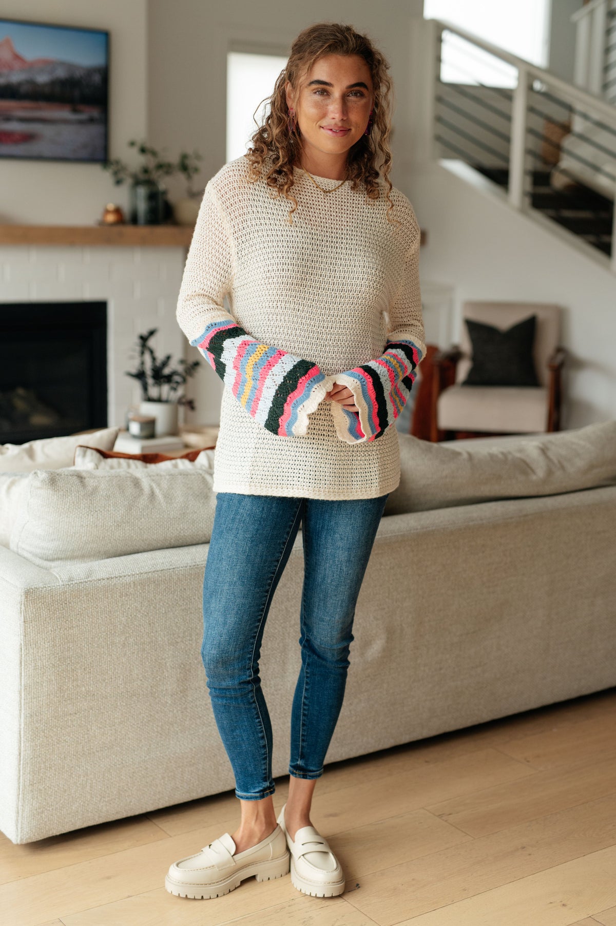 Striped Sleeve Sweater