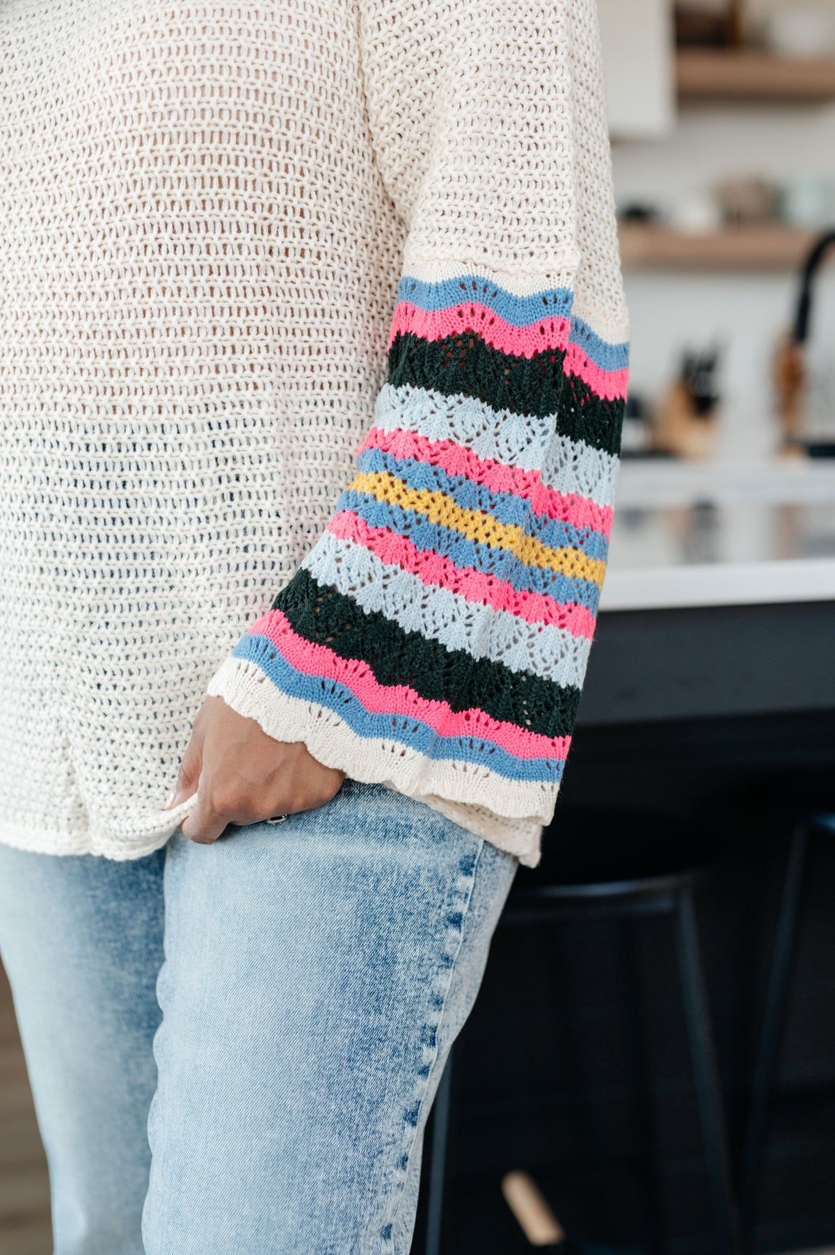 Striped Sleeve Sweater