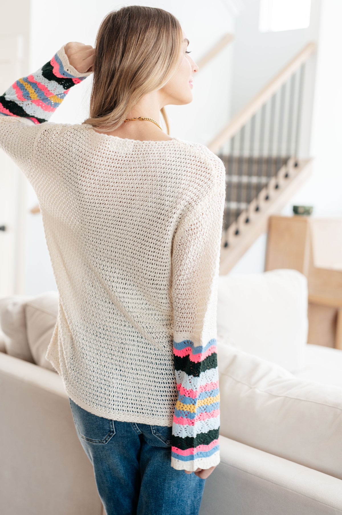 Striped Sleeve Sweater