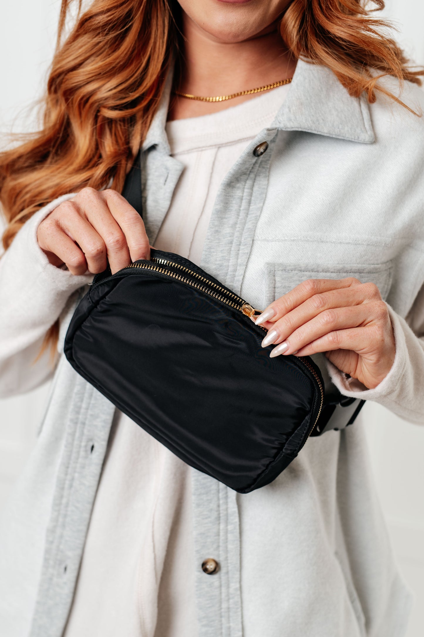 Crossbody Belt Bag in Black