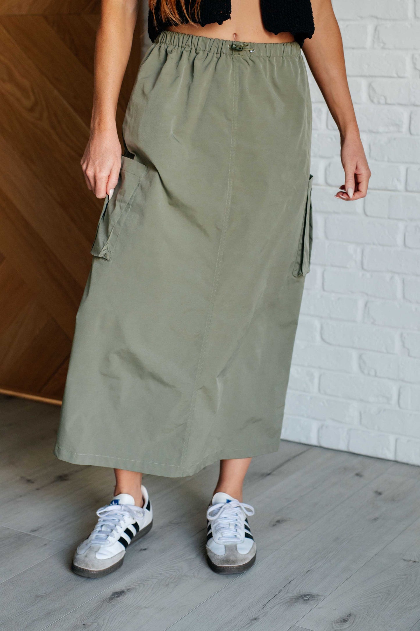 Olive Cargo Skirt