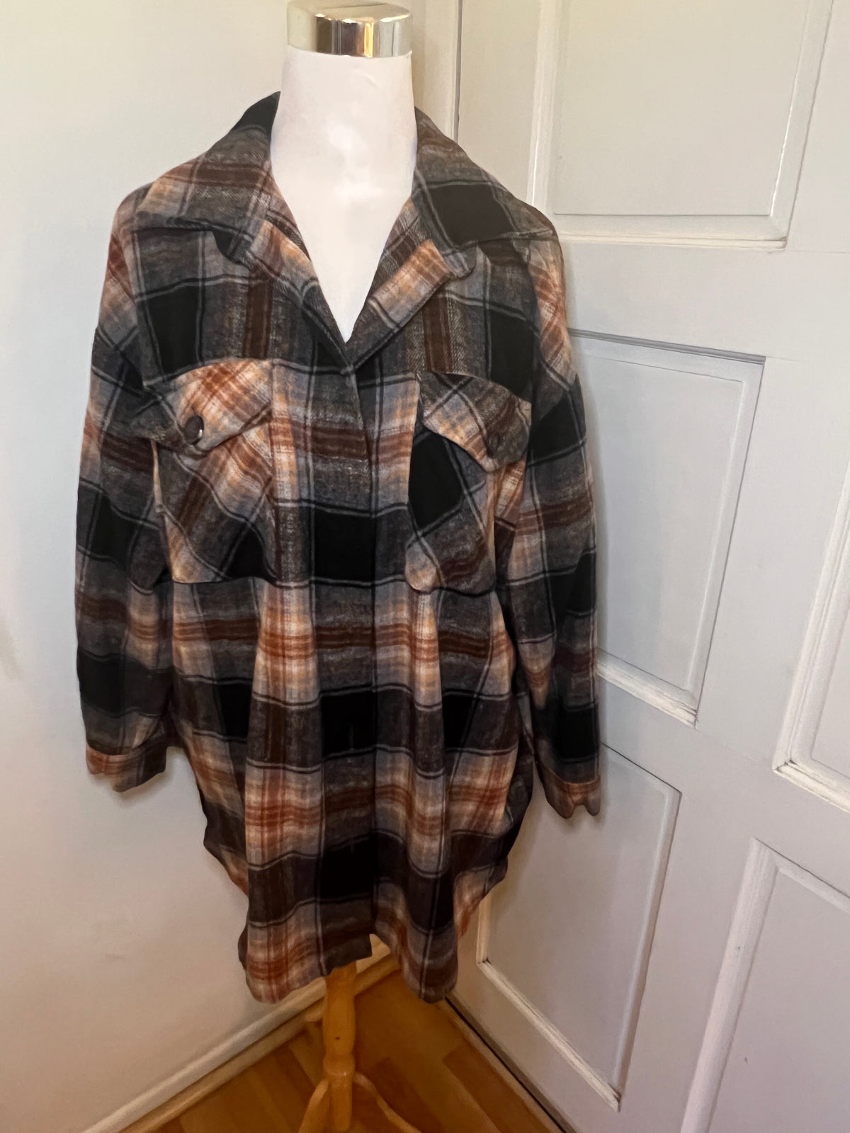 Amber Moon Revival: Brown and Black Plaid Shacket