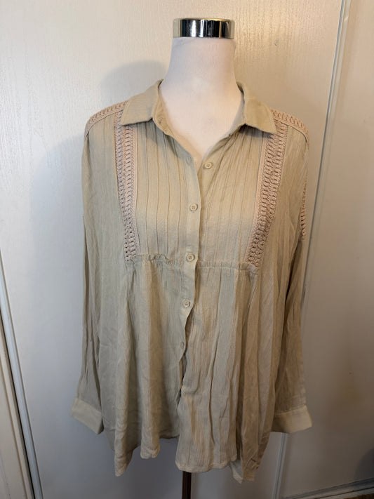 Amber Moon Revival: Crochet Panel Button Down NWT