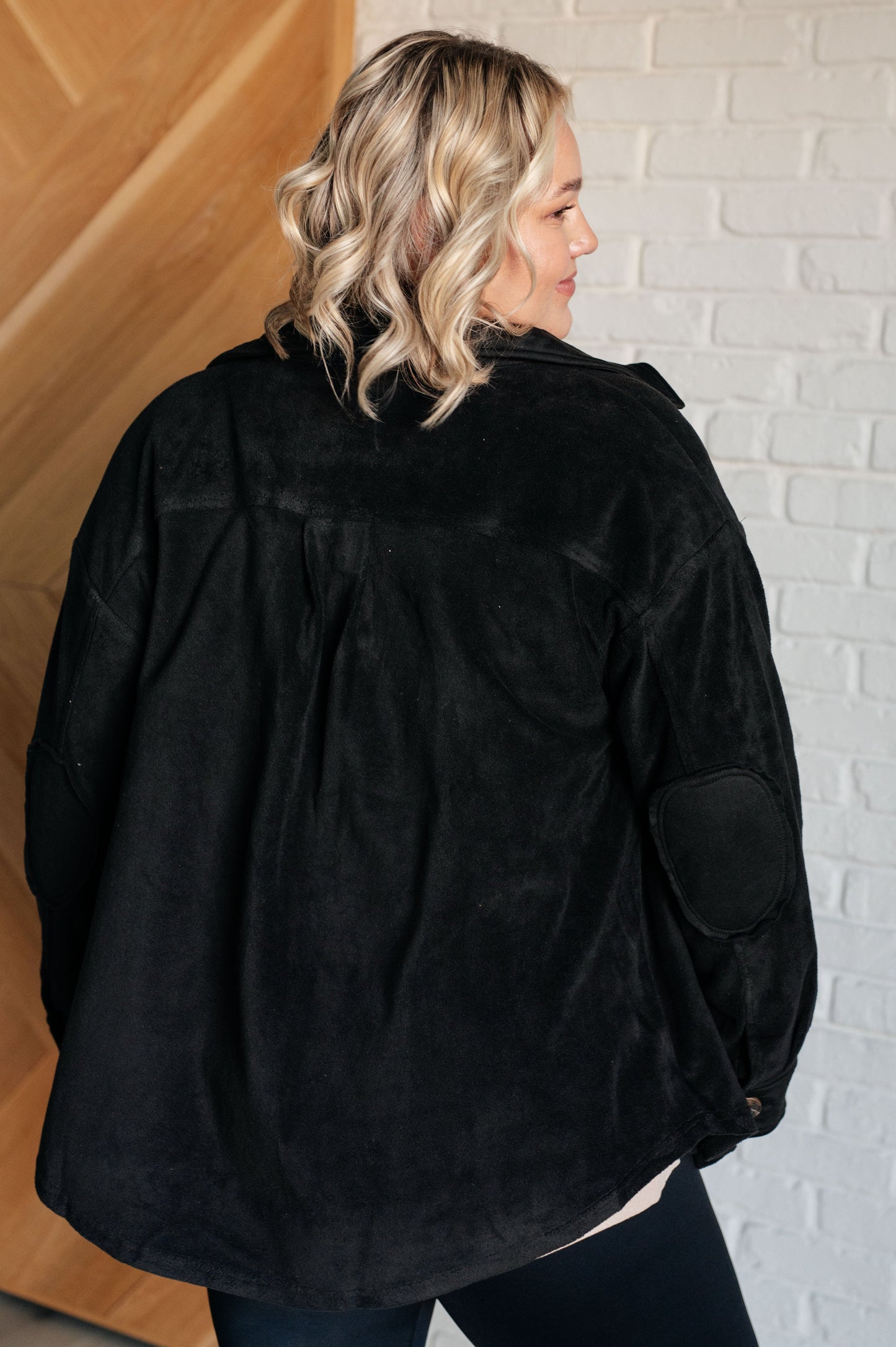 Fleece Shacket in Black