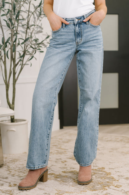Heather Mid Rise Straight Jeans