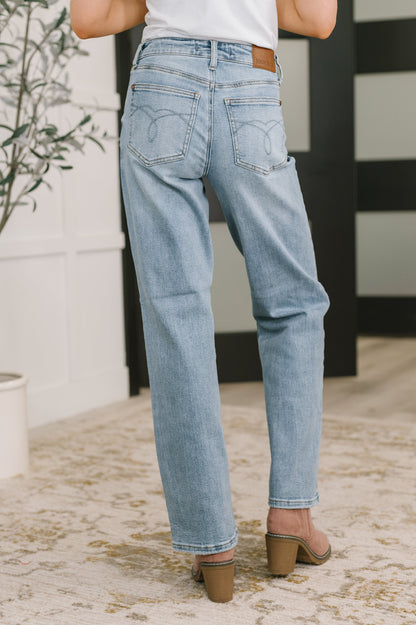 Heather Mid Rise Straight Jeans