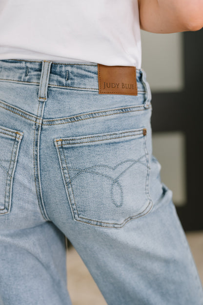 Heather Mid Rise Straight Jeans