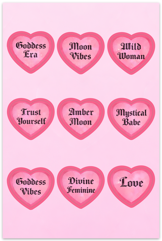 Amber Moon Conversation Heart Stickers
