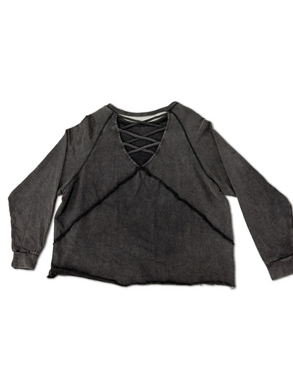 Black Mineral Wash Pullover