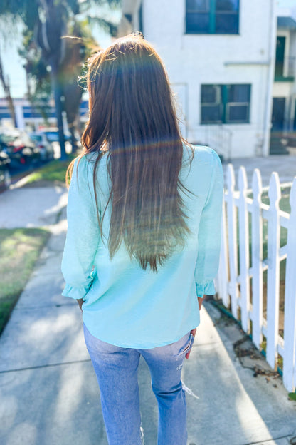 Mint Frill Neck Blouse