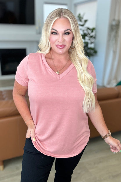 Brittni V-Neck Top in Dusty Pink