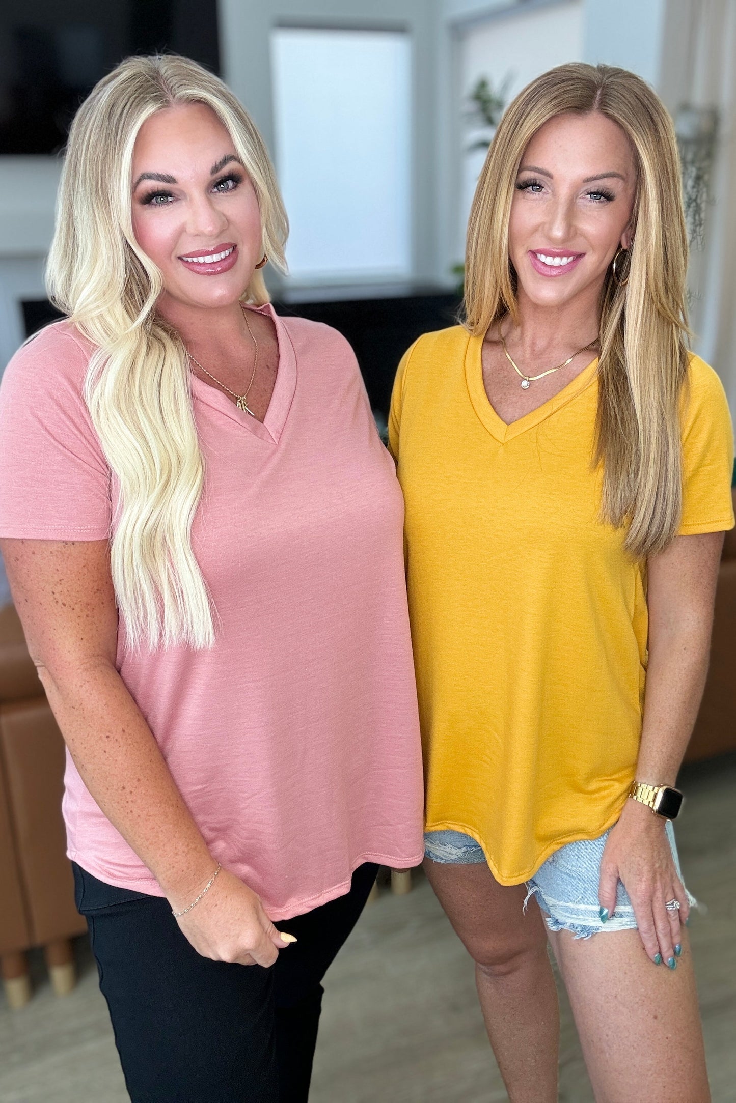 Brittni V-Neck Top in Dusty Pink