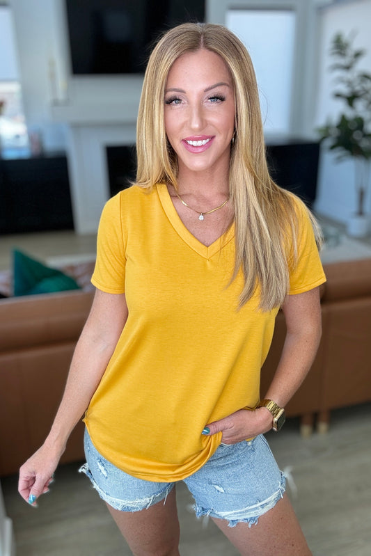 Brittni V-Neck Top in Mustard