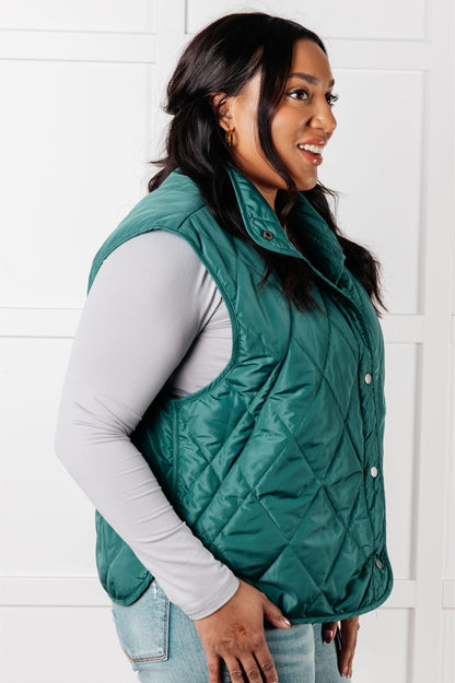 Quilted Puffer Vest in Hunter Green