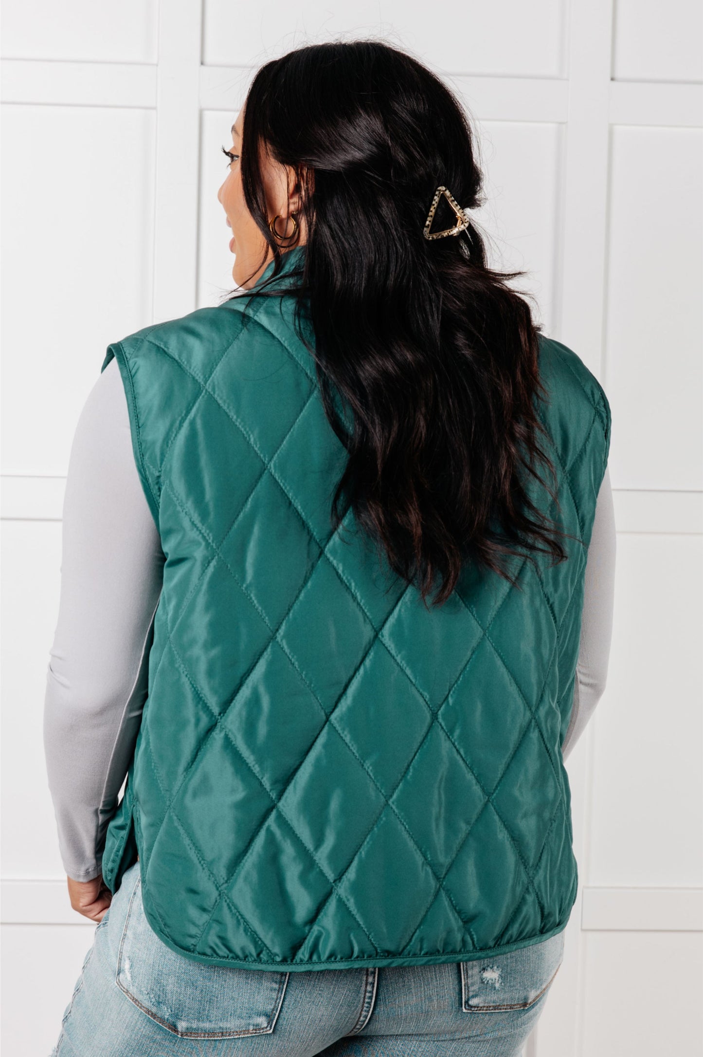 Quilted Puffer Vest in Hunter Green