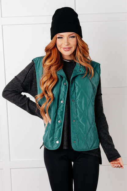 Quilted Puffer Vest in Hunter Green