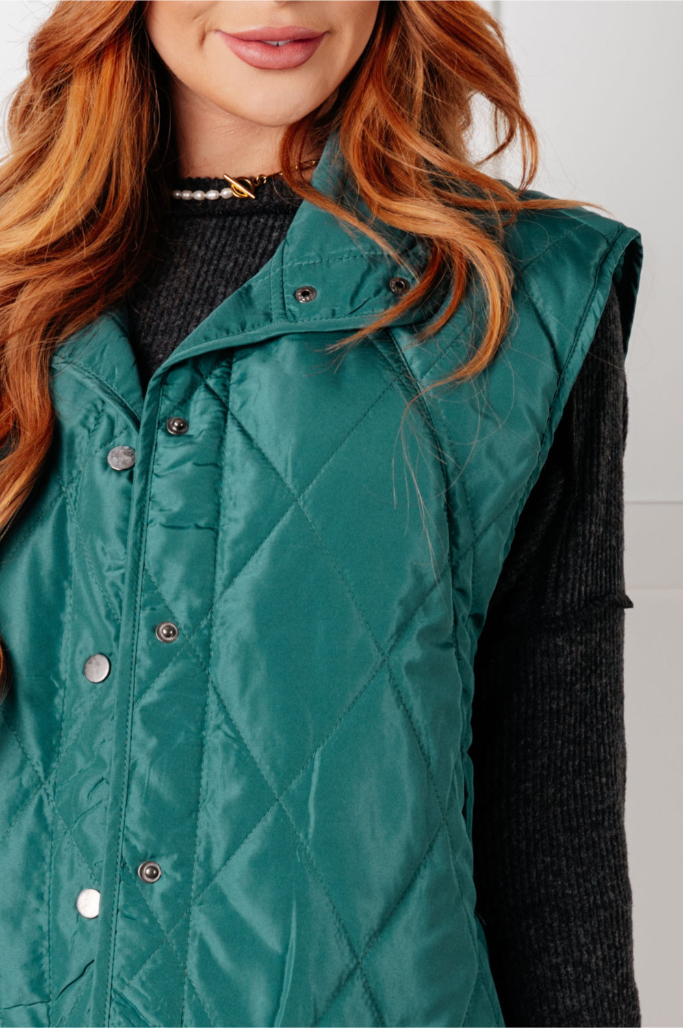 Quilted Puffer Vest in Hunter Green