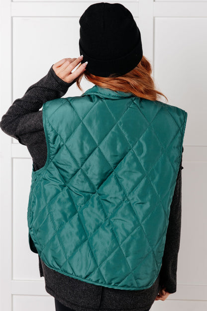 Quilted Puffer Vest in Hunter Green