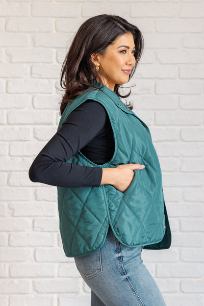 Quilted Puffer Vest in Hunter Green