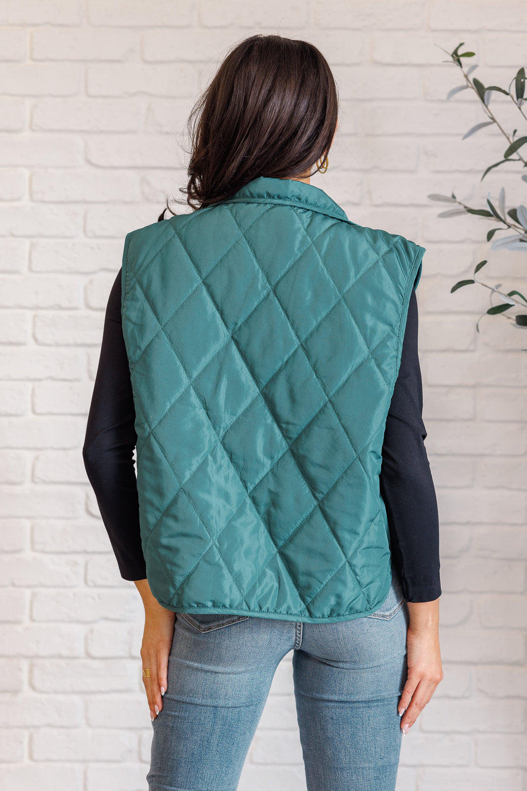 Quilted Puffer Vest in Hunter Green