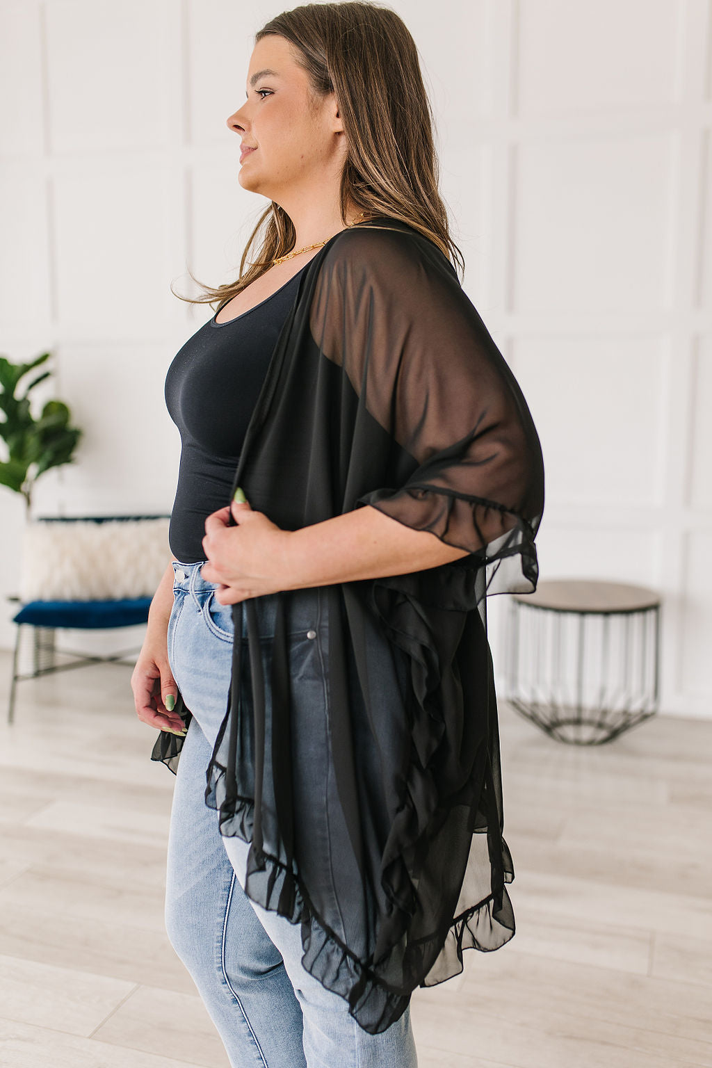 Black Ruffle Kimono