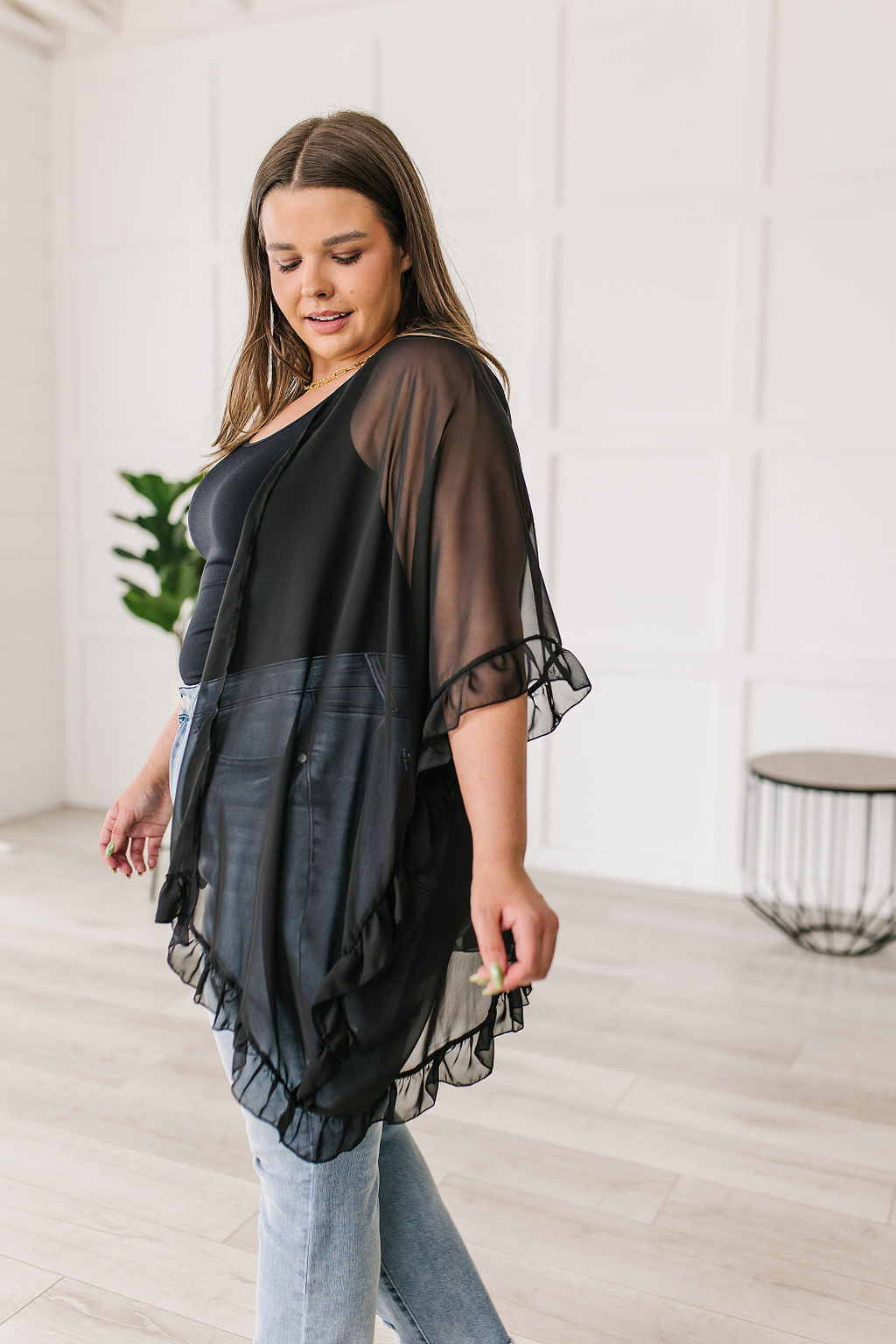 Black Ruffle Kimono