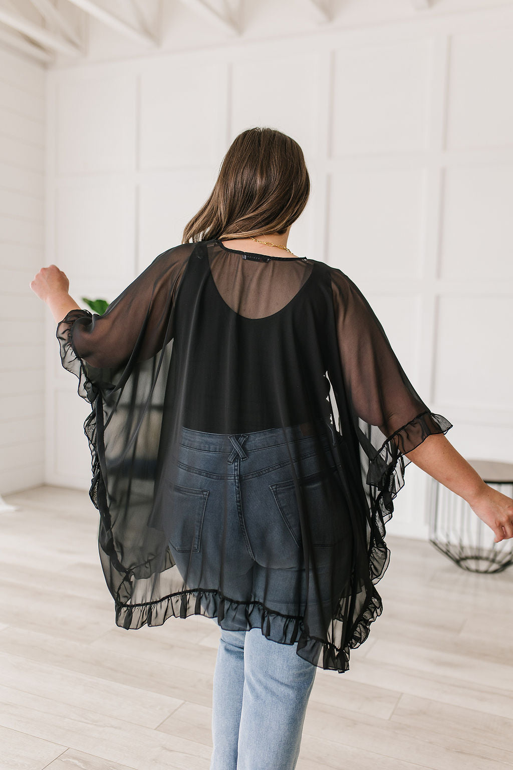 Black Ruffle Kimono